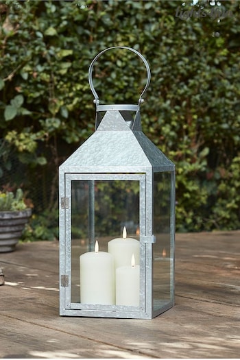 Lights4fun Large Metal Outdoor Lantern With TruGlow Candle Trio (D29590) | £70
