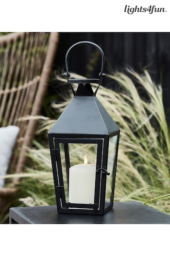 Lights4fun Black Garden Lantern With TruGlow® Candle (D29591) | £30