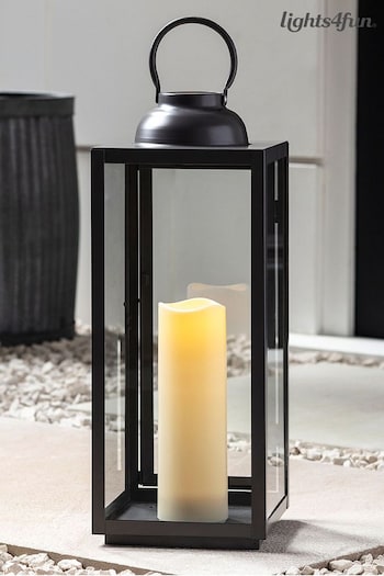 Lights4fun Grey Slate Metal Outdoor Battery LED Candle Lantern (D29595) | £65