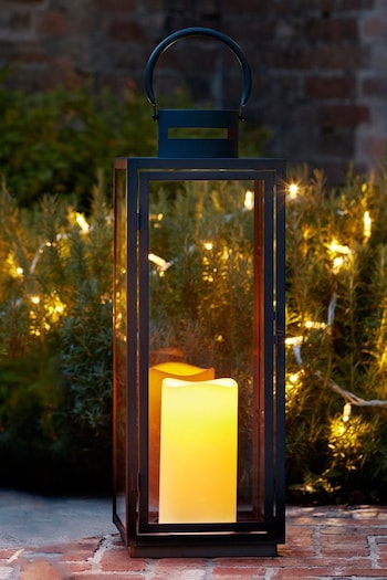 Lights4fun Black Large Metal Battery Outdoor LED Candle Lantern (D29600) | £54