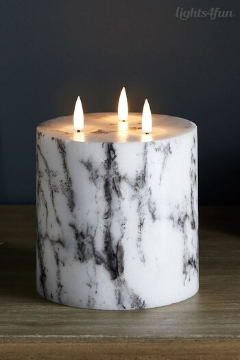 Lights4fun TruGlow Marble LED 3 Wick Candle (D29606) | £30