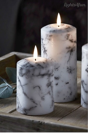 Lights4fun TruGlow Marble LED Pillar Candle Trio With Remote (D29609) | £29