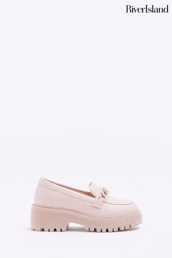 River Island Pink Girls Chain Drench Loafers (D29637) | £27