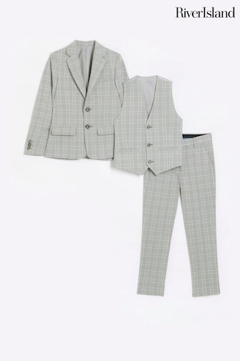 River Island Grey Chrome Wearing Check Waistcoat Set (D29668) | £85