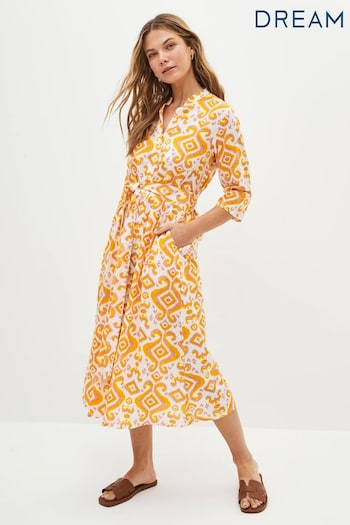 Dream Yellow Ikigai Print Midi Dress (D29734) | £89
