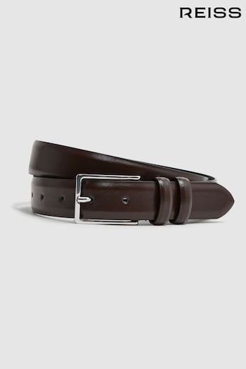 Reiss Chocolate Dante Smooth Leather Belt (D29774) | £55