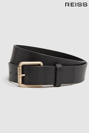 Reiss Black Grayson Leather Rivet Belt (D29775) | £68