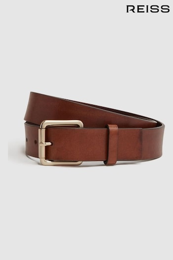 Reiss Tan Grayson Leather Rivet Belt (D29776) | £68