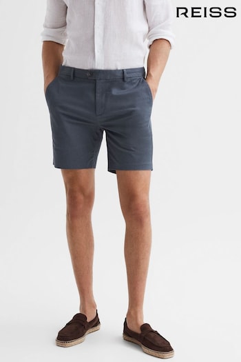Reiss Airforce Blue Wicket S Short Length Casual Chino Printed Shorts (D29798) | £78
