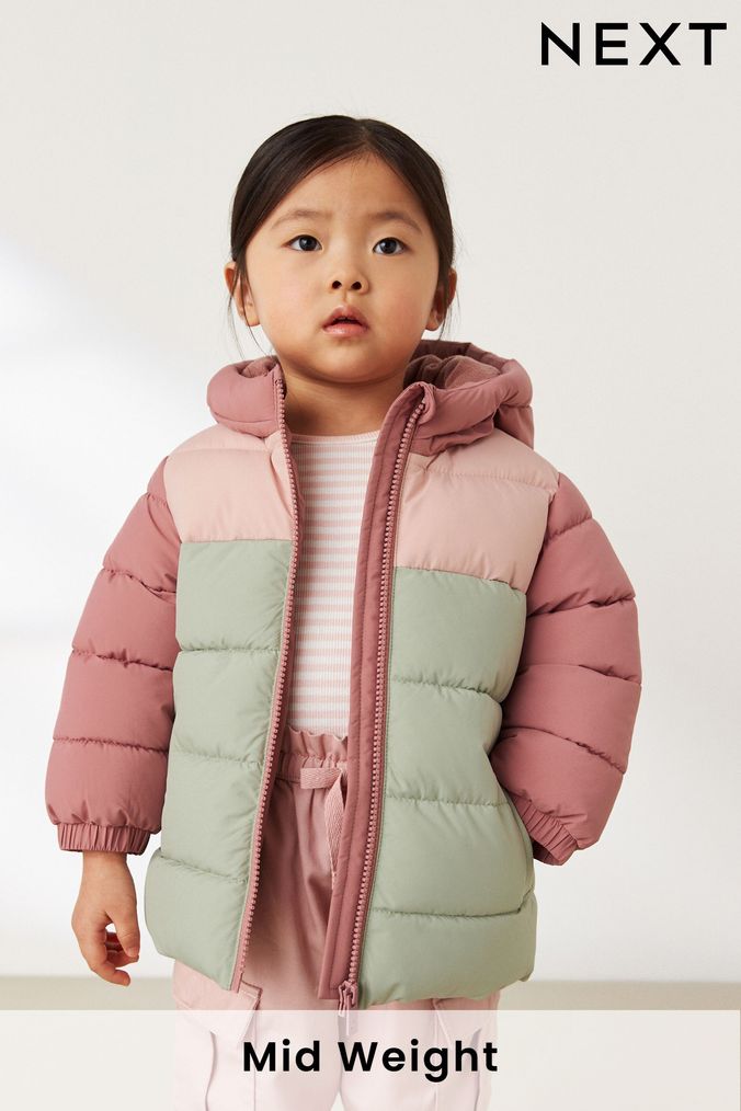 Pink Colourblock Shower Resistant Padded Coat (3mths-7yrs) (D29813) | £20 - £24