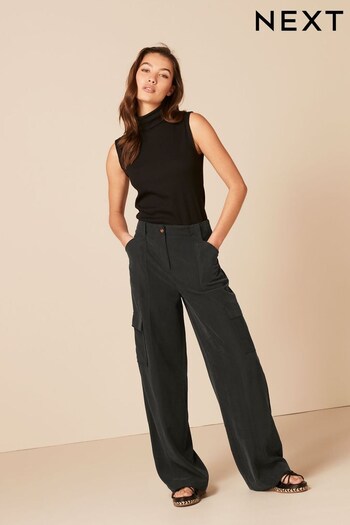 Black Tailored Utility Cargo Straight Valentino Trousers (D29870) | £34