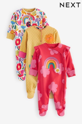 Multi Bright Baby Footed Sleepsuits 3 Pack (0-0mths) (D29922) | £20 - £22
