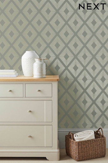 Sage Green Deco Triangle Wallpaper (D30001) | £36