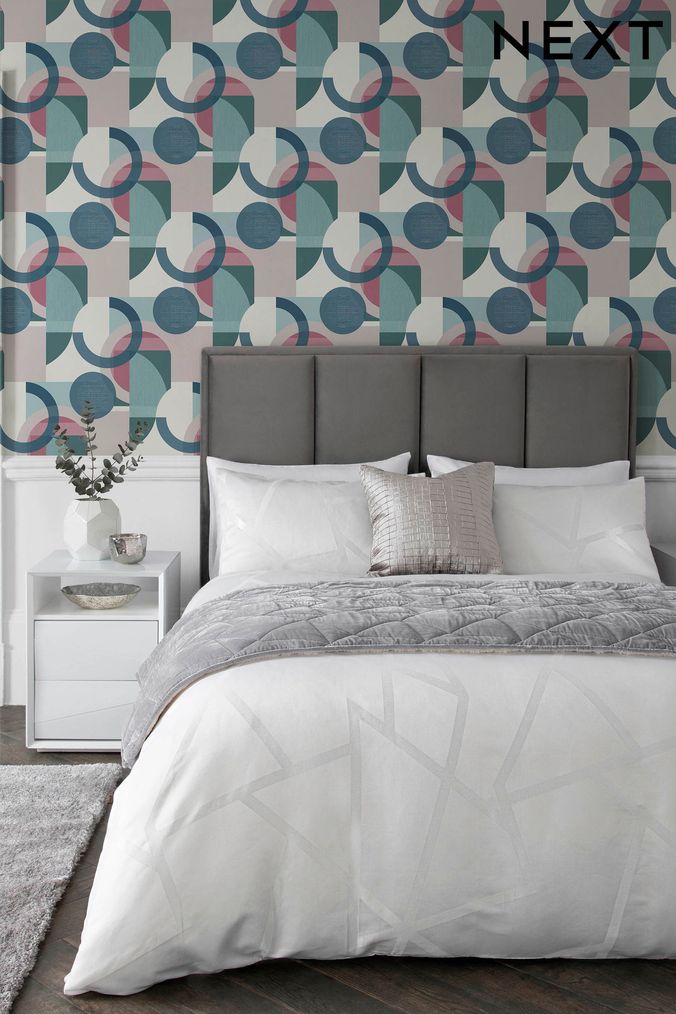 Teal and grey wallpaper deals