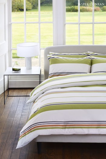 Jasper Conran Green Cotton Percale Stripe Pillowcase (D30025) | £18