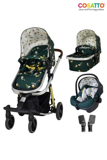 Cosatto Green Giggle Trail Birdland 3-In-1 One Box Solution i-Size Carrycot and Car Seat Bundle (D30173) | £800