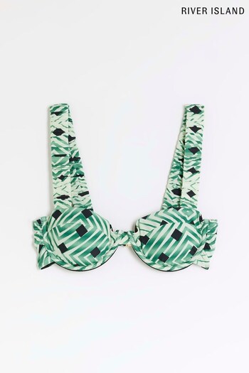River Island Light Green Scrunchie Balconette Bikini (D30274) | £25