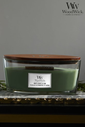Woodwick Ellipse Scented Candle, Mint Leaves & Oak (D30320) | £35