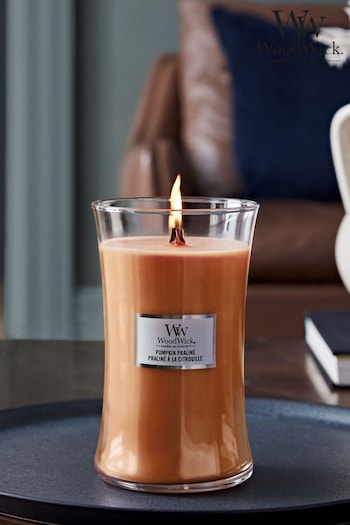 Woodwick Large Hourglass Scented Candle, Pumpkin Praline (D30364) | £33