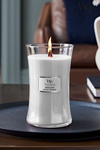 Woodwick Large Hourglass Scented Candle, Magnolia Birch (D30456) | £33
