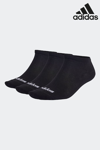 adidas Black Thin Linear Low Cut Socks 3 Pairs (D30463) | £8