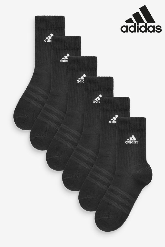 adidas Black Adult Cushioned Sportswear Crew Socks 6 Pairs (D30471) | £20