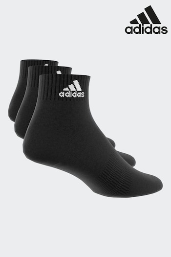 adidas Black Adult Cushioned Sportswear Ankle Socks 3 Pairs (D30484) | £10