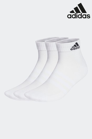 adidas White Adult Cushioned Sportswear sweatshirt Ankle Socks 3 Pairs (D30485) | £10
