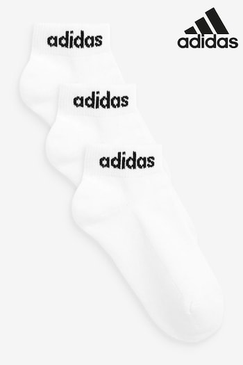 adidas White Adult Linear Ankle Cushioned Socks 3 Pairs (D30487) | £8
