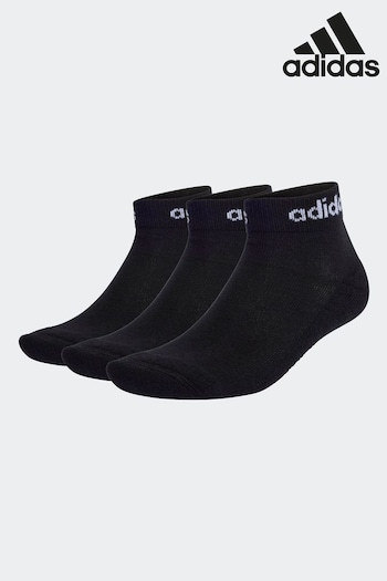 adidas company Black Adult Think Linear Ankle Socks 3 Pairs (D30489) | £8