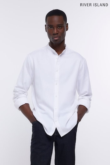 River Island White Regular Fit Grandad Shirt (D30686) | £30