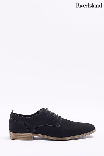 River Island Black Suedette Derby Shoes (D30713) | £30