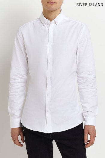 River Island White Muscle Fit Oxford Shirt (D30717) | £20