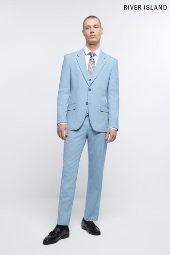 River Island Blue Slim Fit Suit Trousers (D30723) | £45