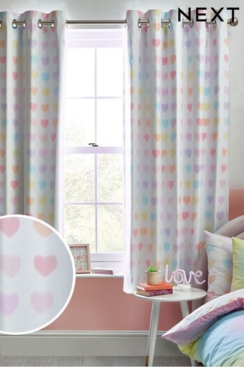 Blurred Hearts Eyelet Blackout curtains (D30732) | £40 - £70