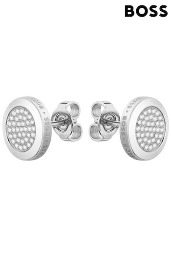 BOSS Ladies Silver Tone Jewellery Medallion Earrings (D30830) | £59