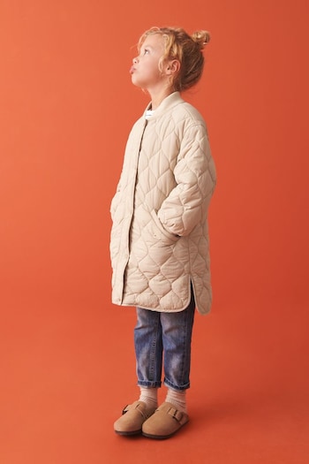 Neutral Longline Quilted Padded Coat (3-16yrs) (D30887) | £36 - £46