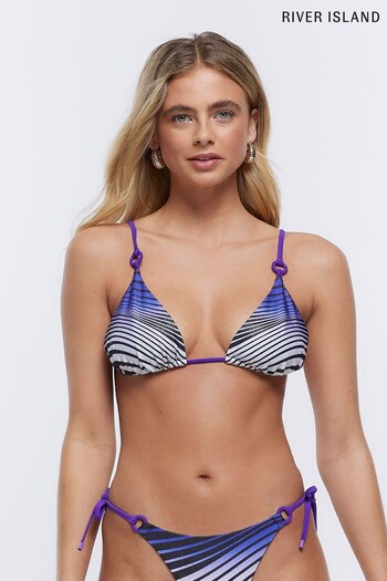 River Island Dark Blue Zebra Print Triangle Bikini Top (D30932) | £25