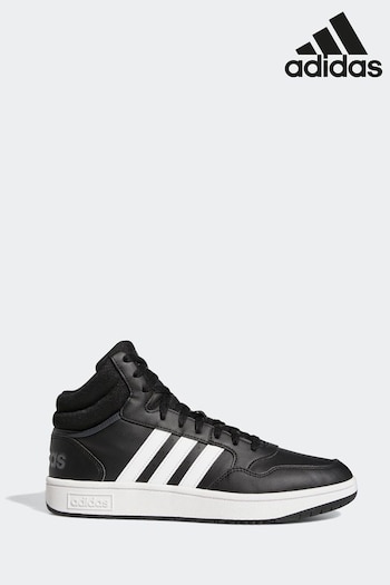 adidas Black/White Hoops 3.0 Mid Trainers (D32029) | £60
