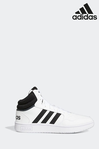 adidas Haves White/Black Hoops 3.0 Mid Trainers (D32030) | £65
