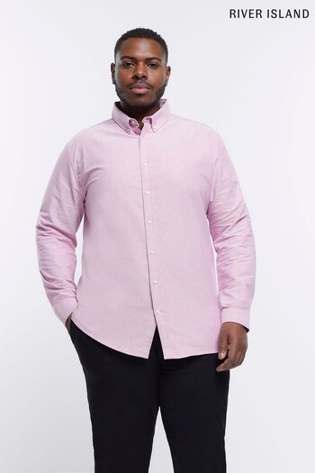 River Island Pink Big & Tall Stretch Oxford Shirt (D32117) | £20
