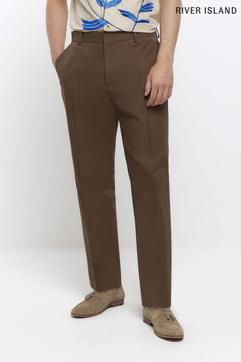 River Island Brown Pin Tuck Trousers (D32140) | £43