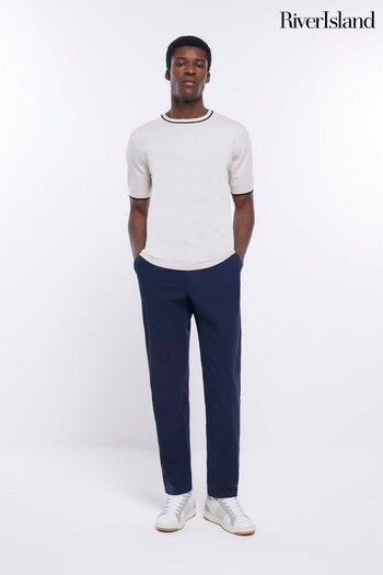 River Island Navy Blue Casual Stretch Chinos (D32147) | £35