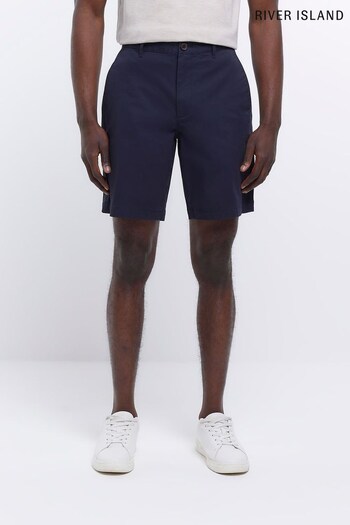 River Island Navy Blue Chino Shorts (D32154) | £30