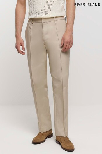 River Island Natural Pin Tuck Trousers (D32178) | £43