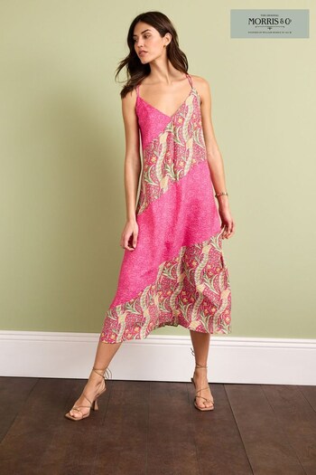 Morris & Co. Daffodil & Mallow Pink Print Cami Sleeveless Midi Dress (D32294) | £49