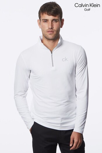Calvin Klein Golf White Newport Half Zip Sweat Top (D32335) | £34