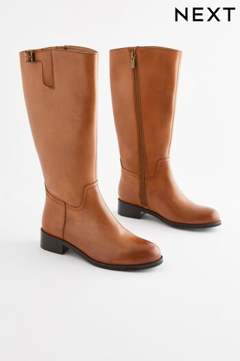 Tan Brown Buckle Leather Boots (D32353) | £60 - £65