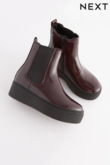 Red Burgundy Chunky Chelsea Boots (D32365) | £35 - £42