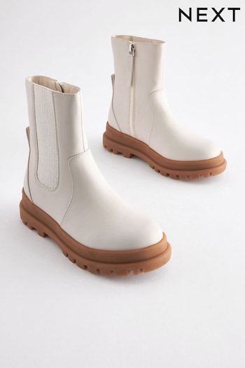 Bone Cream Chunky Chelsea Sock Boots (D32371) | £14.50 - £16.50